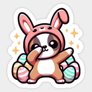 Dabbing Boxer Wearing Bunny Costume Sticker